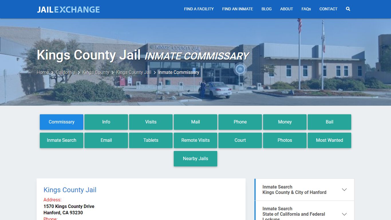 Inmate Commissary, Care Packs - Kings County Jail, CA