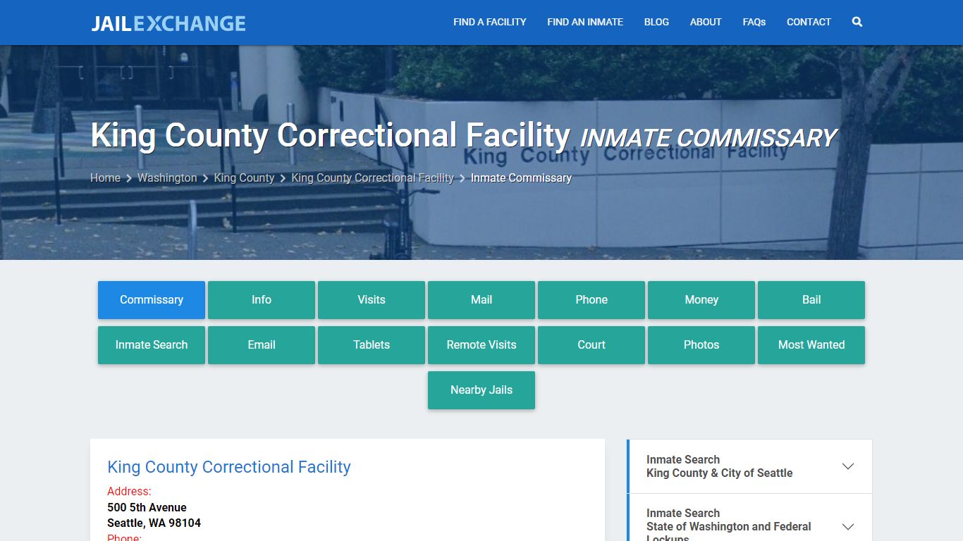 King County Correctional Facility Inmate Commissary - Jail Exchange